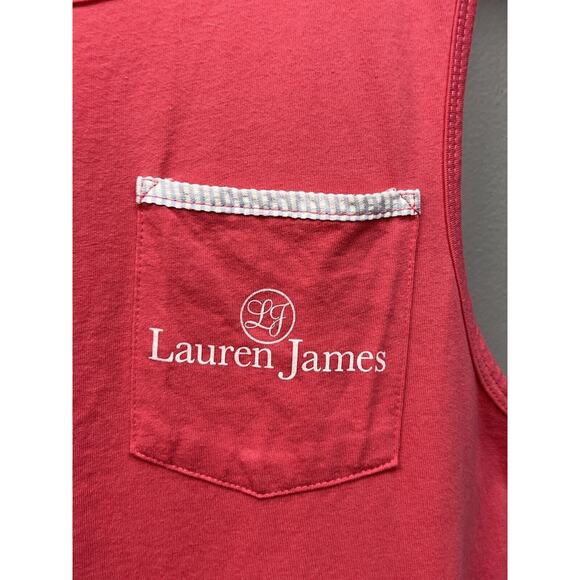 LAUREN JAMES Women's Pink front Tank top blue seerucker back Size Small - Picture 2 of 5